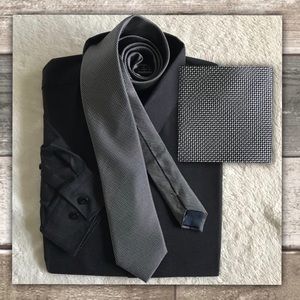 JOSEPH ABBOUD Mens Tie Black & Gray Woven Check